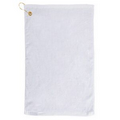 Mid Weight Hemmed Golf Towel w/ Left Hook & Grommet (White Embroidered)